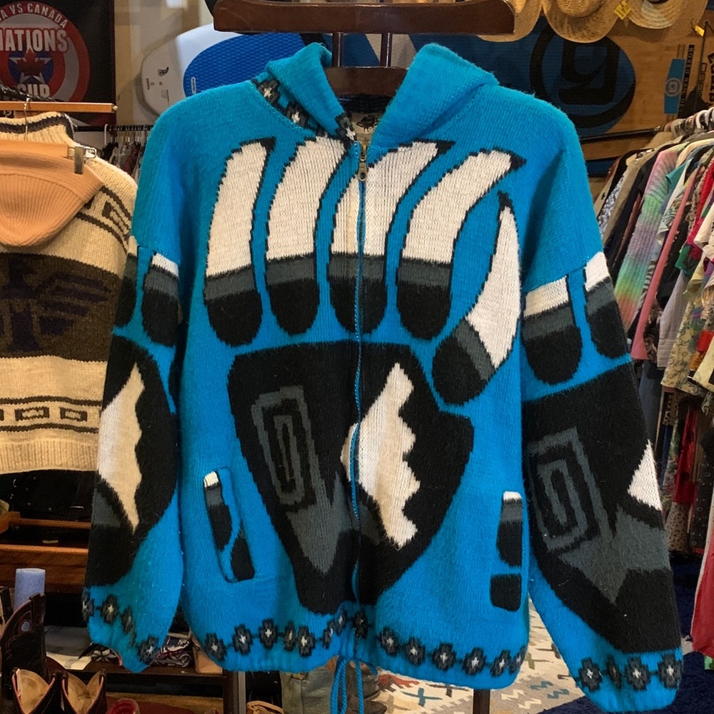 Blue and Black bear paw print  Zip-Up Hoodie